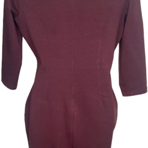 Fortric Women’s Knit Sheath Dress L Burgundy Pink Knee Length 3/4 Sleeves - Picture 5 of 11